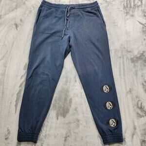Volcom ​Pants Mens L Blue Roundabout Fleece Joggers Drawstring Pockets Logo